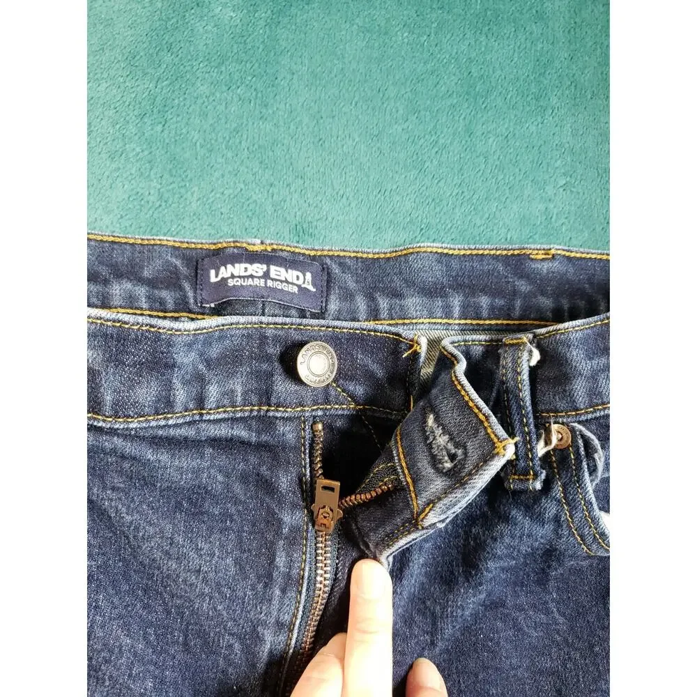 Lands End Jeans Size 40x28 Mens Blue Pants Stretch Denim Square Rigger Straight